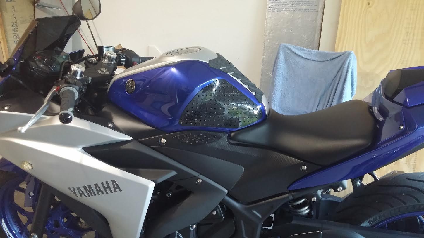 thumbnail image 2 of Motorcycle Side Tank Pads For Yamaha YZF-R3 (2015-2018) - Scratch Protection & Grip Mats 2 of 9
